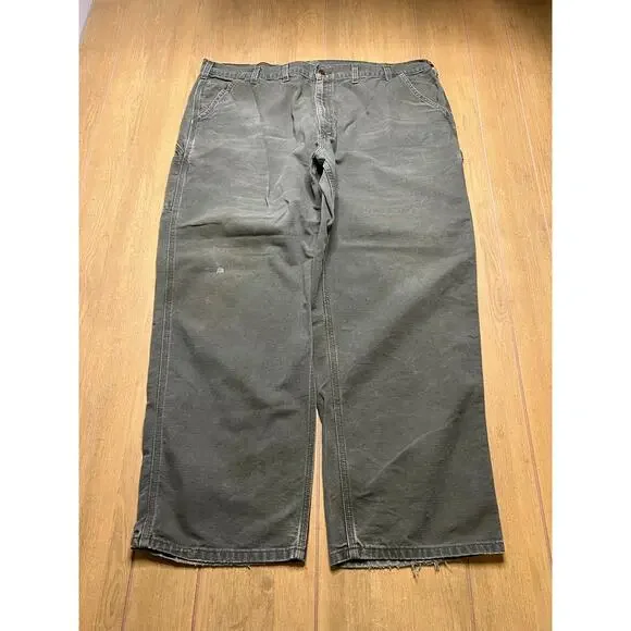 Vintage Carhartt B11 MOS Carpenter Work Pants 44x30 Moss Green Canvas Y2K - Picture 2 of 11